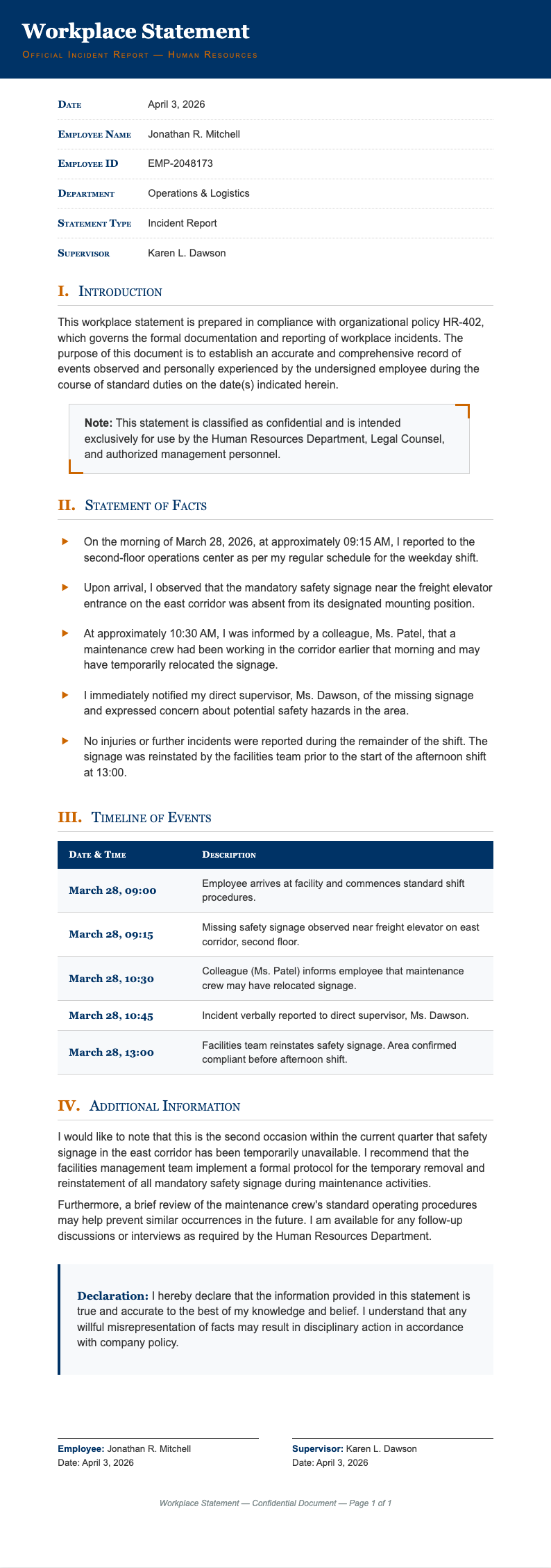 University course pack workplace statement